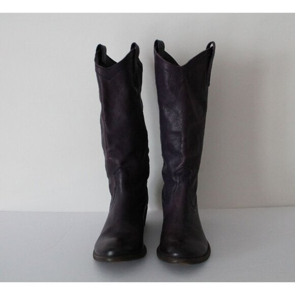 Frye Carson Pull-On Boots Western Cowgirl Size 5.5 Dark Purple - Picture 2 of 10
